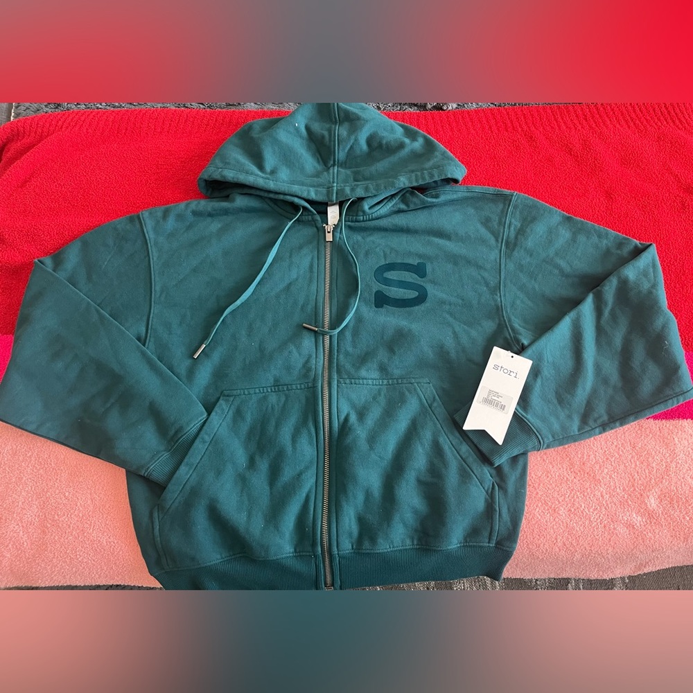 STORI Seek zip up Hoodie deep teal size 6 NWT